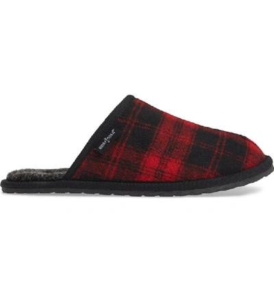 Shop Minnetonka Franklin Scuff Slipper In Red Plaid Fabric