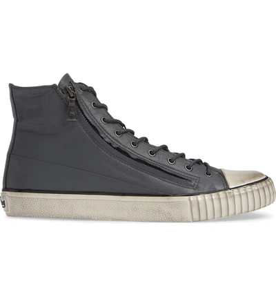 Shop John Varvatos Bootleg Sneaker In Grey Coated Linen