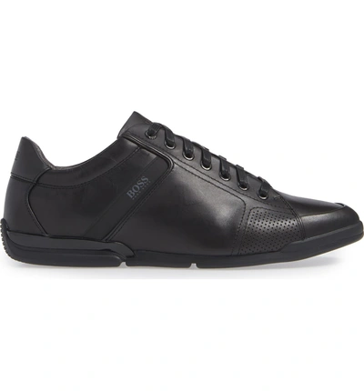 Shop Hugo Boss Saturn Low Top Sneaker In Black/black Leather