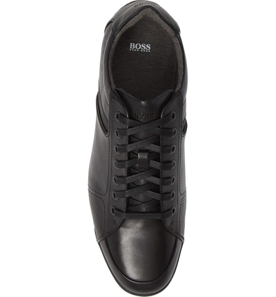 Shop Hugo Boss Saturn Low Top Sneaker In Black/black Leather