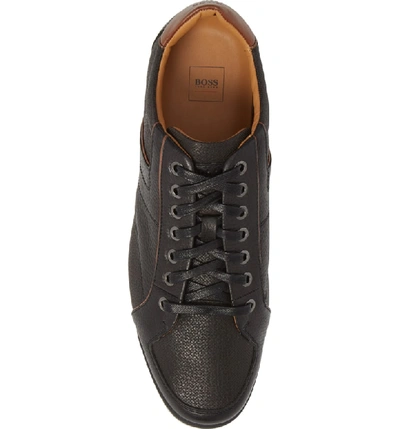 Shop Hugo Boss Saturn Low Top Sneaker In Black Leather