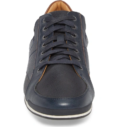 Shop Hugo Boss Saturn Low Top Sneaker In Dark Blue Leather
