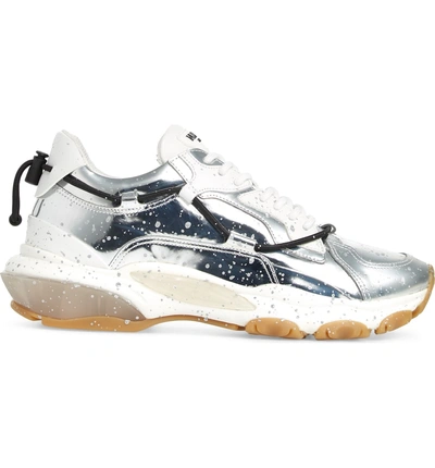 Shop Valentino Bounce Paint Splatter Sneaker In Silver