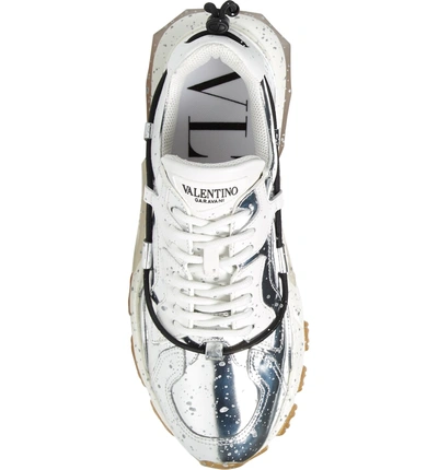 Shop Valentino Bounce Paint Splatter Sneaker In Silver