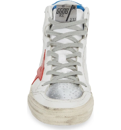 Shop Golden Goose 2.12 Star High Top Sneaker In White Leather- Red Star
