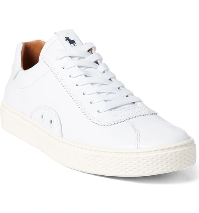Polo Ralph Lauren Court 100 Luxe Leather Sneakers In White | ModeSens