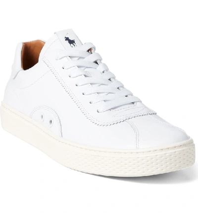 Shop Polo Ralph Lauren Court 100 Lux Sneaker In White Leather