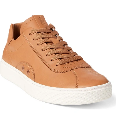Shop Polo Ralph Lauren Court 100 Lux Sneaker In Polo Tan Leather