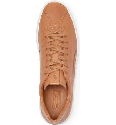 Shop Polo Ralph Lauren Court 100 Lux Sneaker In Polo Tan Leather