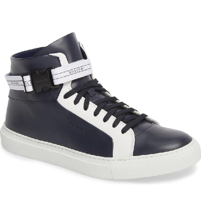 Shop Buscemi Ankle Strap High Top Sneaker In Oceano/ White