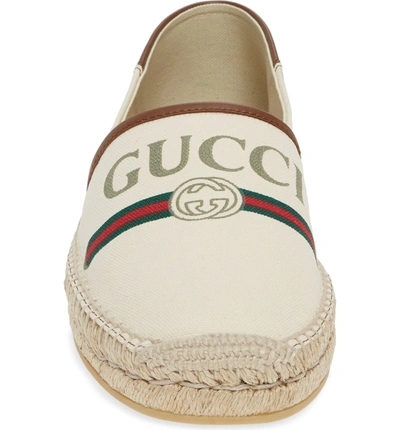 Shop Gucci Logo Canvas Espadrille In Beige