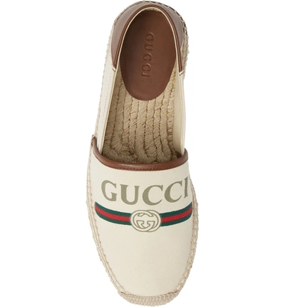 Shop Gucci Logo Canvas Espadrille In Beige