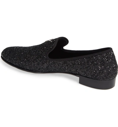 Shop Giuseppe Zanotti Glitter Encrusted Smoking Slipper In Black