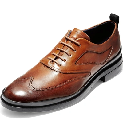 Shop Cole Haan Washington Grand 2.0 Wingtip In British Tan Leather