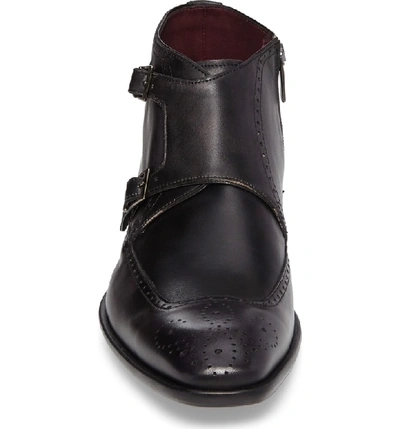 Shop Mezlan Taberna Double Monk Strap Boot In Graphite Leather