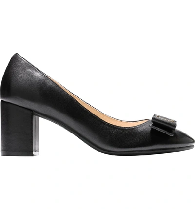 Shop Cole Haan Tali Bow Pump In Black Leather