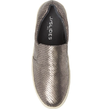 Shop Jslides Harry Slip-on Sneaker In Pewter Embossed Leather