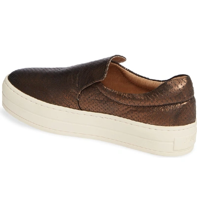 Shop Jslides Harry Slip-on Sneaker In Bronze Embossed Leather