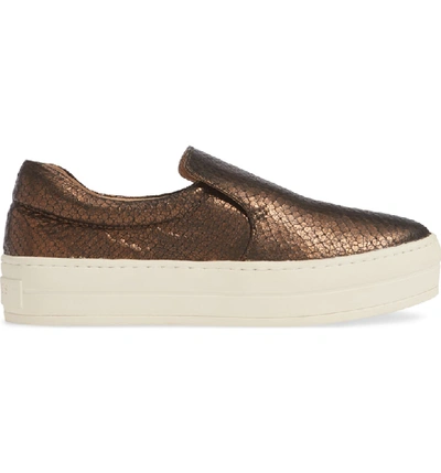 Shop Jslides Harry Slip-on Sneaker In Bronze Embossed Leather