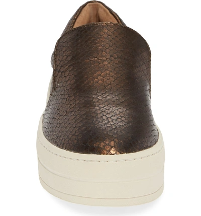 Shop Jslides Harry Slip-on Sneaker In Bronze Embossed Leather
