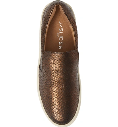 Shop Jslides Harry Slip-on Sneaker In Bronze Embossed Leather