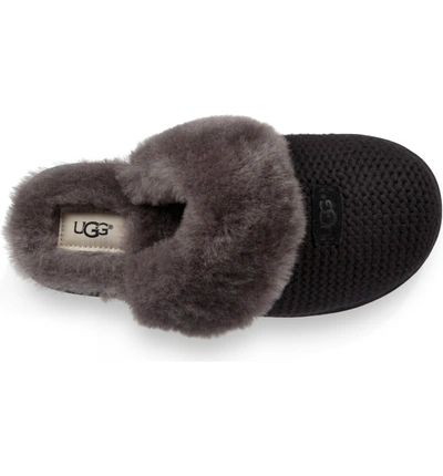 Shop Ugg Cozy Knit Genuine Shearling Slipper In Black