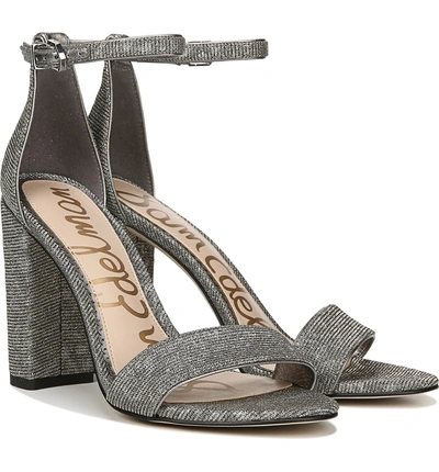 Shop Sam Edelman Yaro Ankle Strap Sandal In Silver/ Gold Fabric