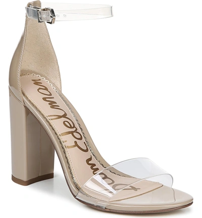 Shop Sam Edelman Yaro Ankle Strap Sandal In Clear/ Nude Patent Leather