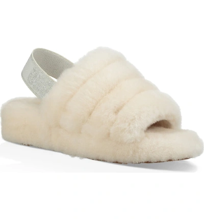 Shop Ugg Fluff Yeah Genuine Shearling Slingback Sandal In Cream
