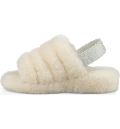 Shop Ugg Fluff Yeah Genuine Shearling Slingback Sandal In Cream