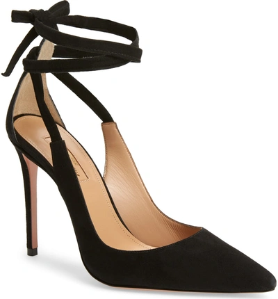 Shop Aquazzura Milano Ankle Tie Pump In Black