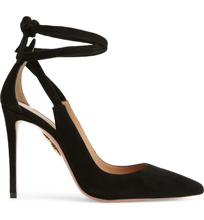 Shop Aquazzura Milano Ankle Tie Pump In Black