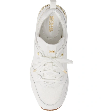 Shop Michael Michael Kors Georgie Wedge Sneaker In Optic White Fabric