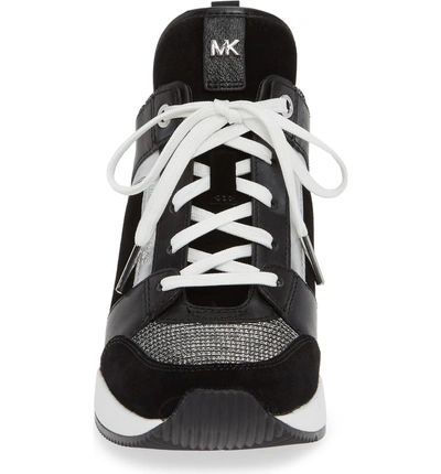 Shop Michael Michael Kors Georgie Wedge Sneaker In Black Suede