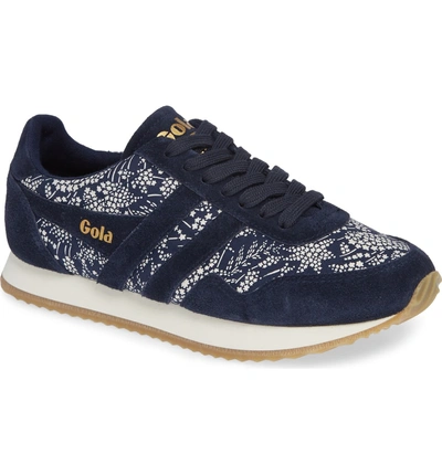 Shop Gola X Liberty Fabrics Collection Bullet Sneaker In Navy/ Off White