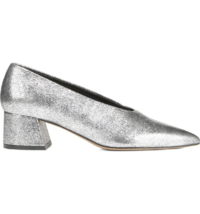 Shop Vince Rafe Flared Heel Pump In Silver