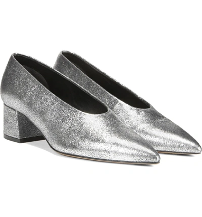 Shop Vince Rafe Flared Heel Pump In Silver