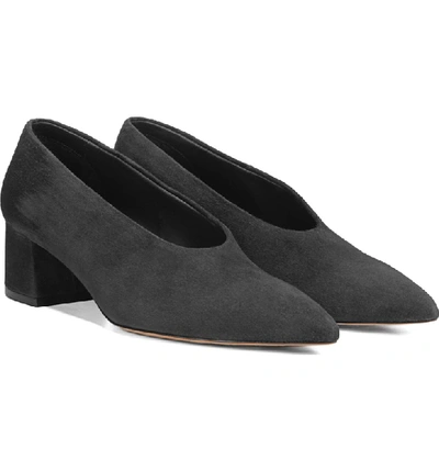 Shop Vince Rafe Flared Heel Pump In Black Suede