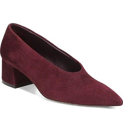 Shop Vince Rafe Flared Heel Pump In Dark Bordeaux