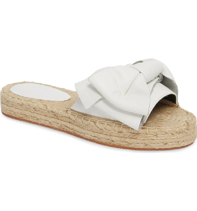 Shop Rebecca Minkoff Giana Bow Slide Sandal In Optic White Leather