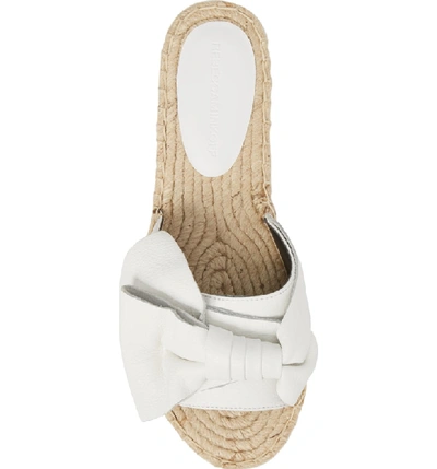 Shop Rebecca Minkoff Giana Bow Slide Sandal In Optic White Leather