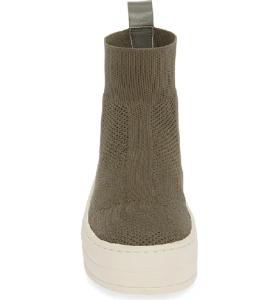 Shop Jslides Hero Sock High Top Sneaker In Khaki Knit Fabric