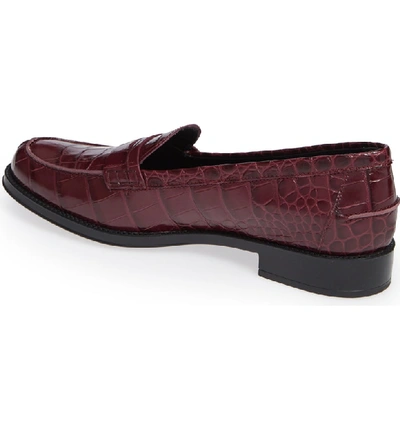 Shop Tod's Classic Croc Embossed Penny Loafer In Burgundy