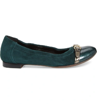 Shop Agl Attilio Giusti Leombruni Cap Toe Ballet Flat In Green Suede