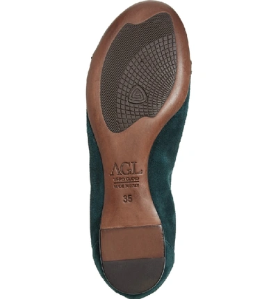 Shop Agl Attilio Giusti Leombruni Cap Toe Ballet Flat In Green Suede