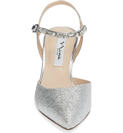 Shop Nina Tonya Pointy Toe Pump In Silver Glitter Fabric