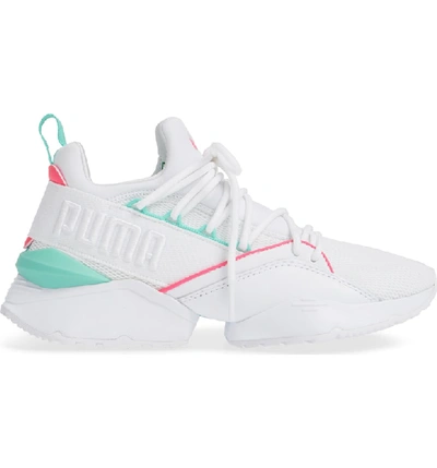 Shop Puma Muse Maia Utility Sneaker In  White-knockout Pink-green