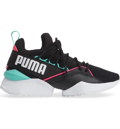 Shop Puma Muse Maia Utility Sneaker In  Black-knockout Pink-green