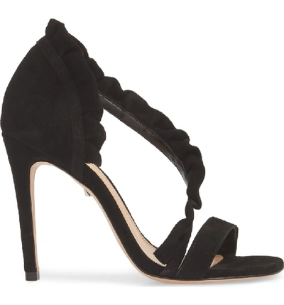 Shop Schutz Aim Ruffle Sandal In Black Suede