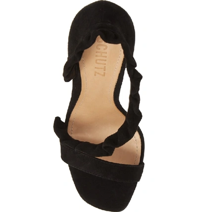 Shop Schutz Aim Ruffle Sandal In Black Suede